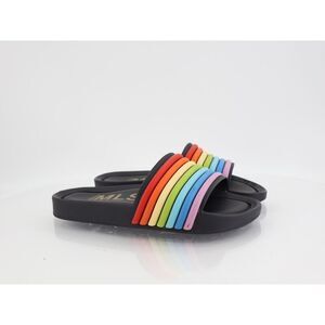 Melissa Women's Beach Sandal Size 7 Scented Slide Black Rainbow Rubber Shoe